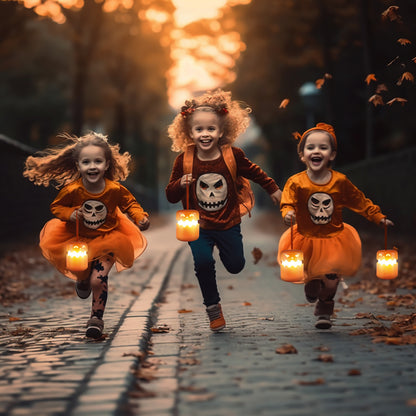 Halloween Pumpkin Lantern, Collapsible Jack O Lantern Pumpkins with Lanyard